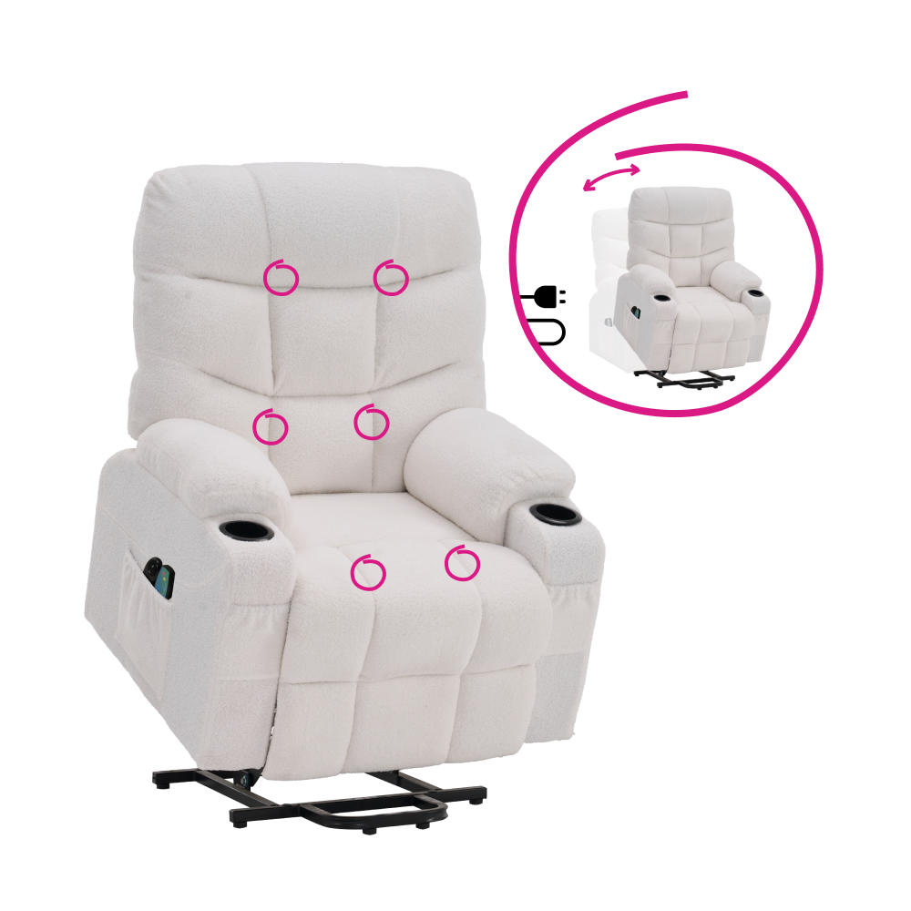 Fotoliu extensibil de masaj, alb, HUDSON