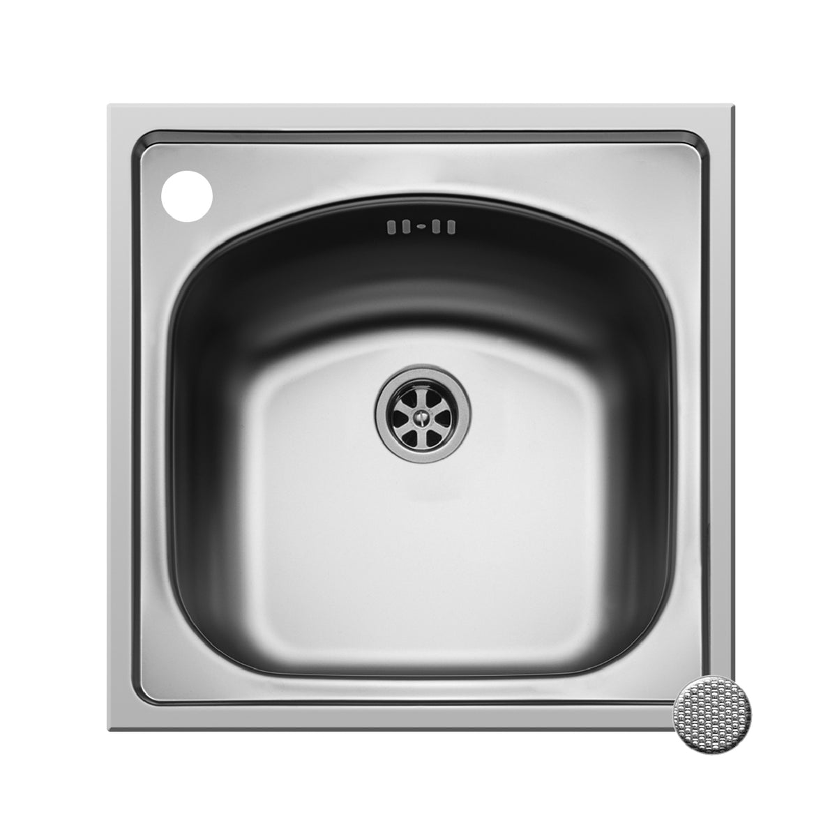 Set chiuveta inox INSET 1B 44x44 LN si baterie SERENO crom