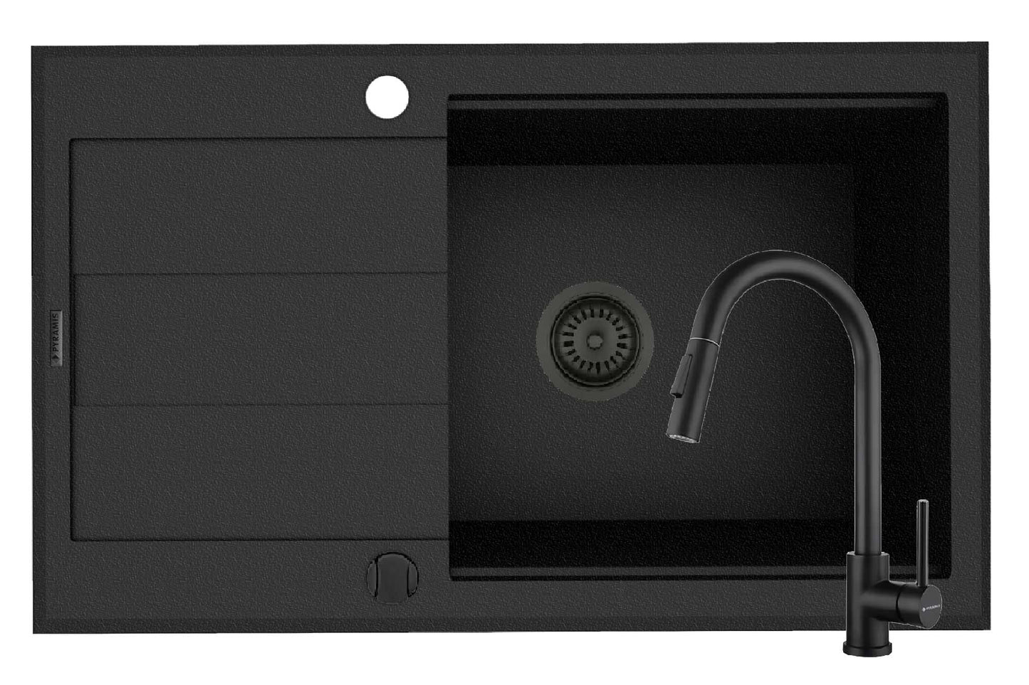 Set chiuveta Pyragranite SPARTA PLUS LUX si baterie IDEA Black