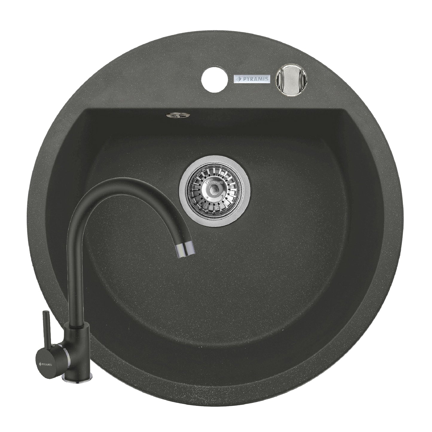 Set chiuveta granit MIDO Ø51 si baterie Eco Bello Black