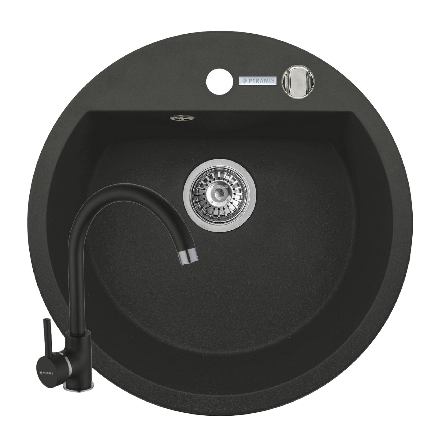Set chiuveta granit MIDO Ø51 si baterie Eco Bello Carbon