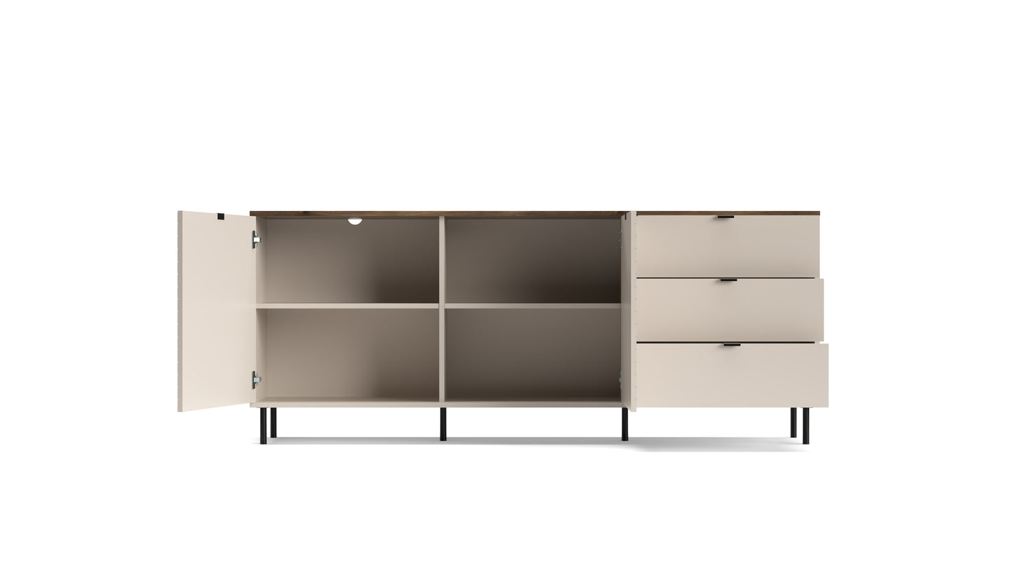 MIRAGE Comoda 2D3S (MR9), casmir/ stejar castelo, 183.4 x 40 x 75.4
