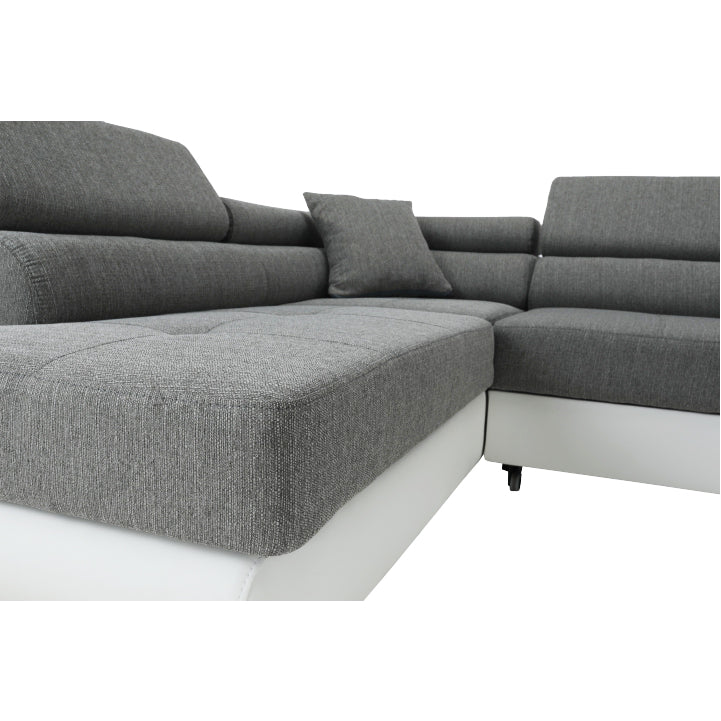 Colţar, alb/gri, model stânga, AMARETO NEW