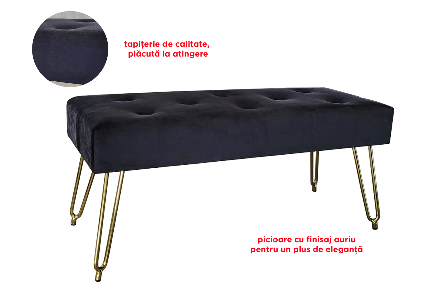 Băncuță Glamour velvet - Gallery Image 4