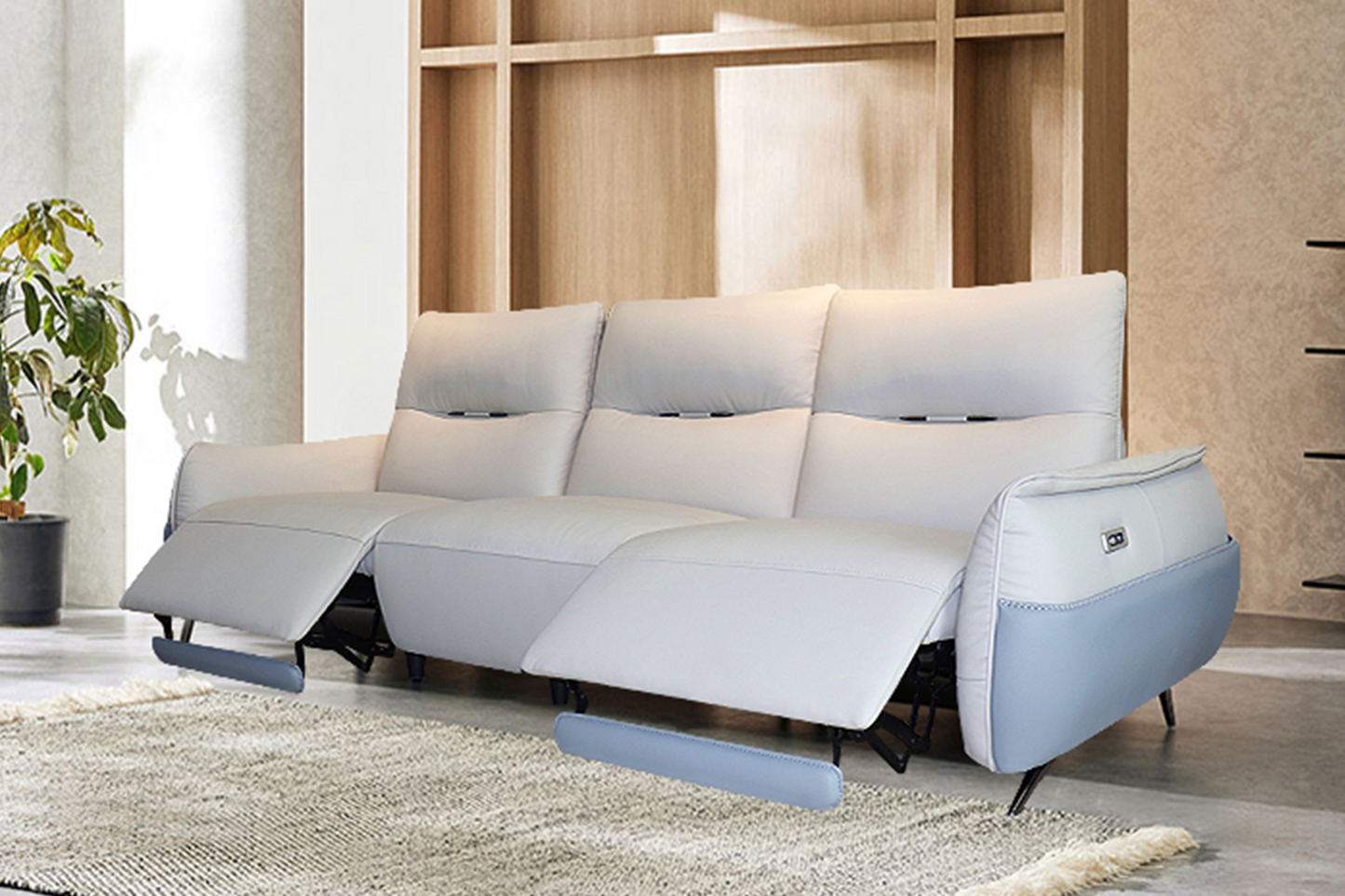 Canapea piele naturală Capri cu reclinere electrice - Gallery Image 5