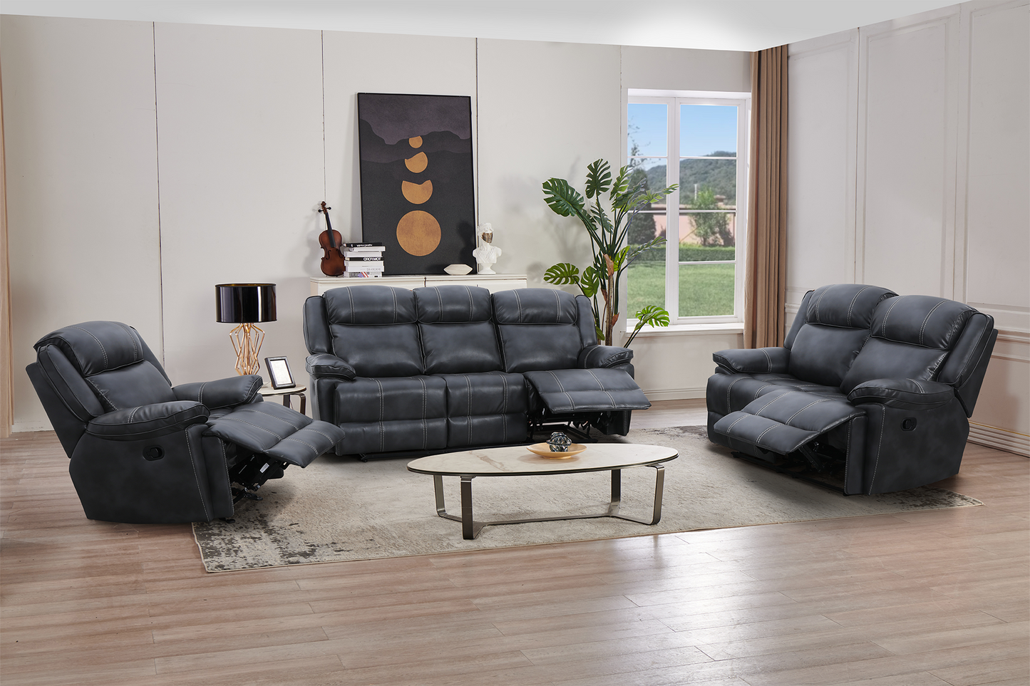 Canapea piele naturală Imperial 3 locuri cu 2 reclinere - Main Image