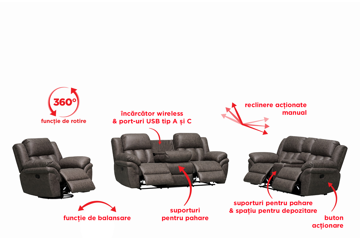 Fotoliu cu recliner Noblesse (balansoar, rotativ) - Gallery Image 12