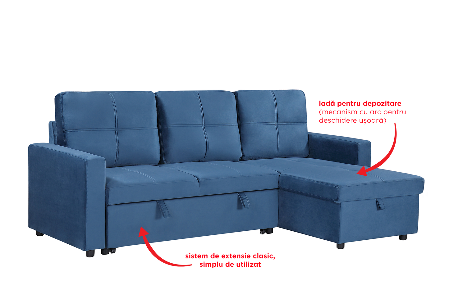 Colțar extensibil Porto cu ladă pentru depozitare - Gallery Image 2