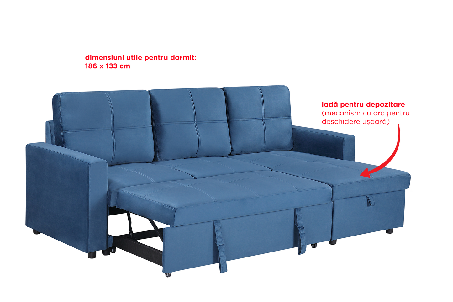 Colțar extensibil Porto cu ladă pentru depozitare - Gallery Image 3