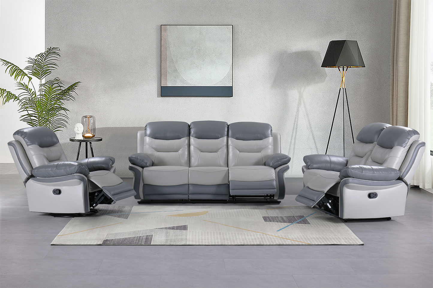 Fotoliu cu recliner Macao gri (balansoar, rotativ) - Gallery Image 2