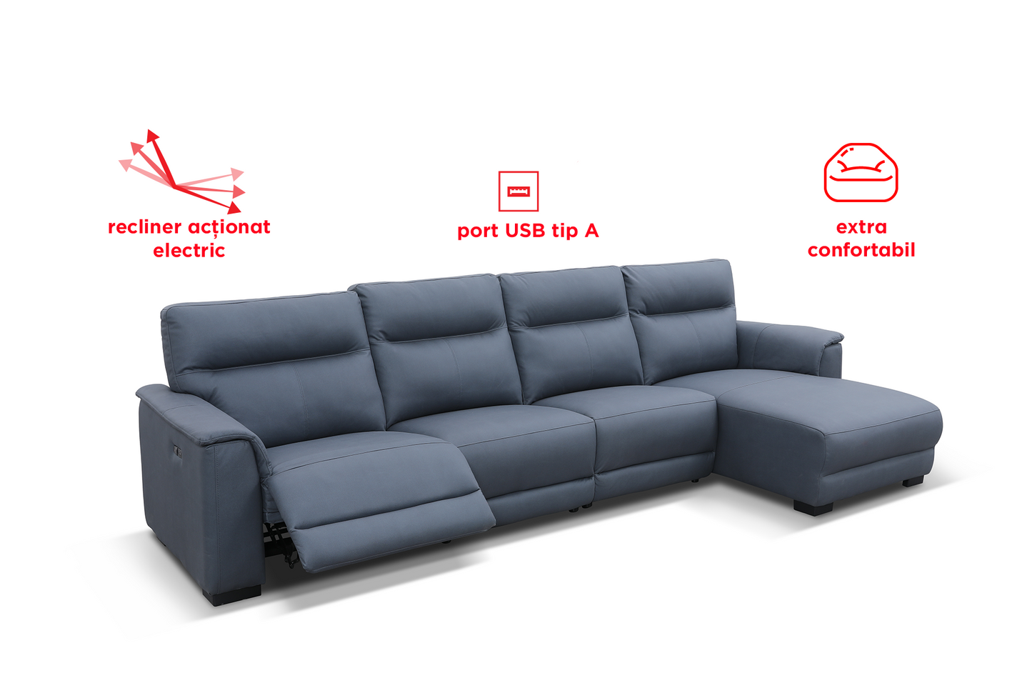 Colțar cu recliner electric Lyon - Gallery Image 2