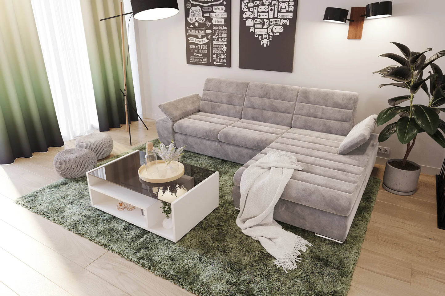 Coltar extensibil Galaxy dreapta cu ladă pentru depozitare