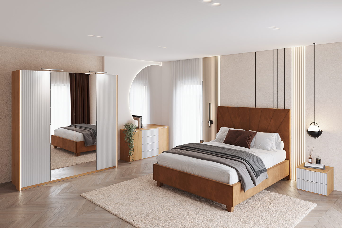 Dormitor Loft cu șifonier 4 uși L200 - Main Image