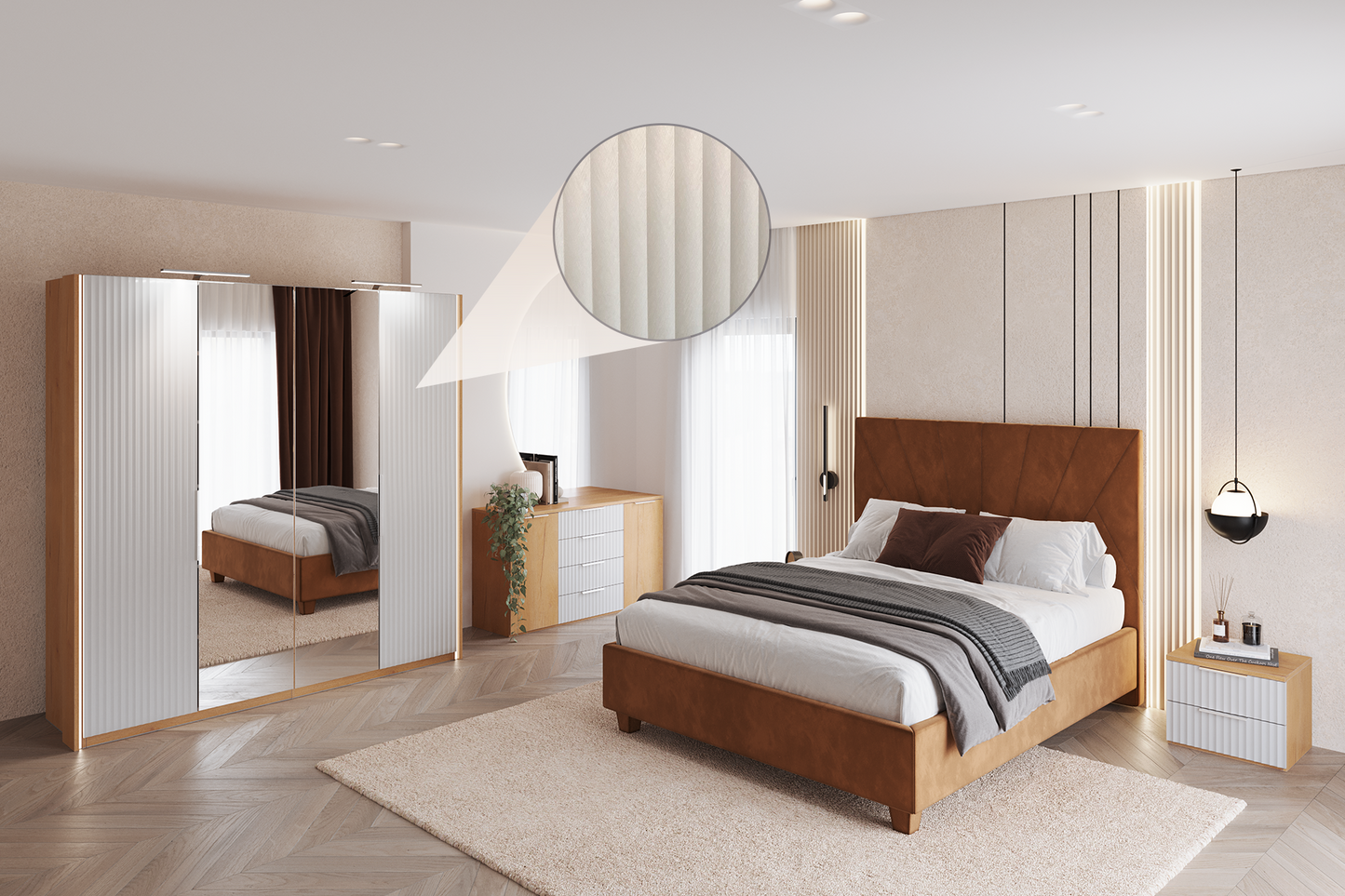 Dormitor Loft cu șifonier 4 uși L200 - Gallery Image 1