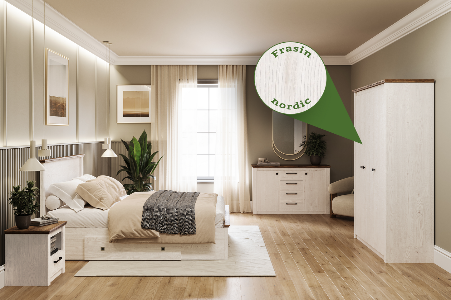 Dormitor Sereno cu șifonier 3 uși L150 - Gallery Image 1