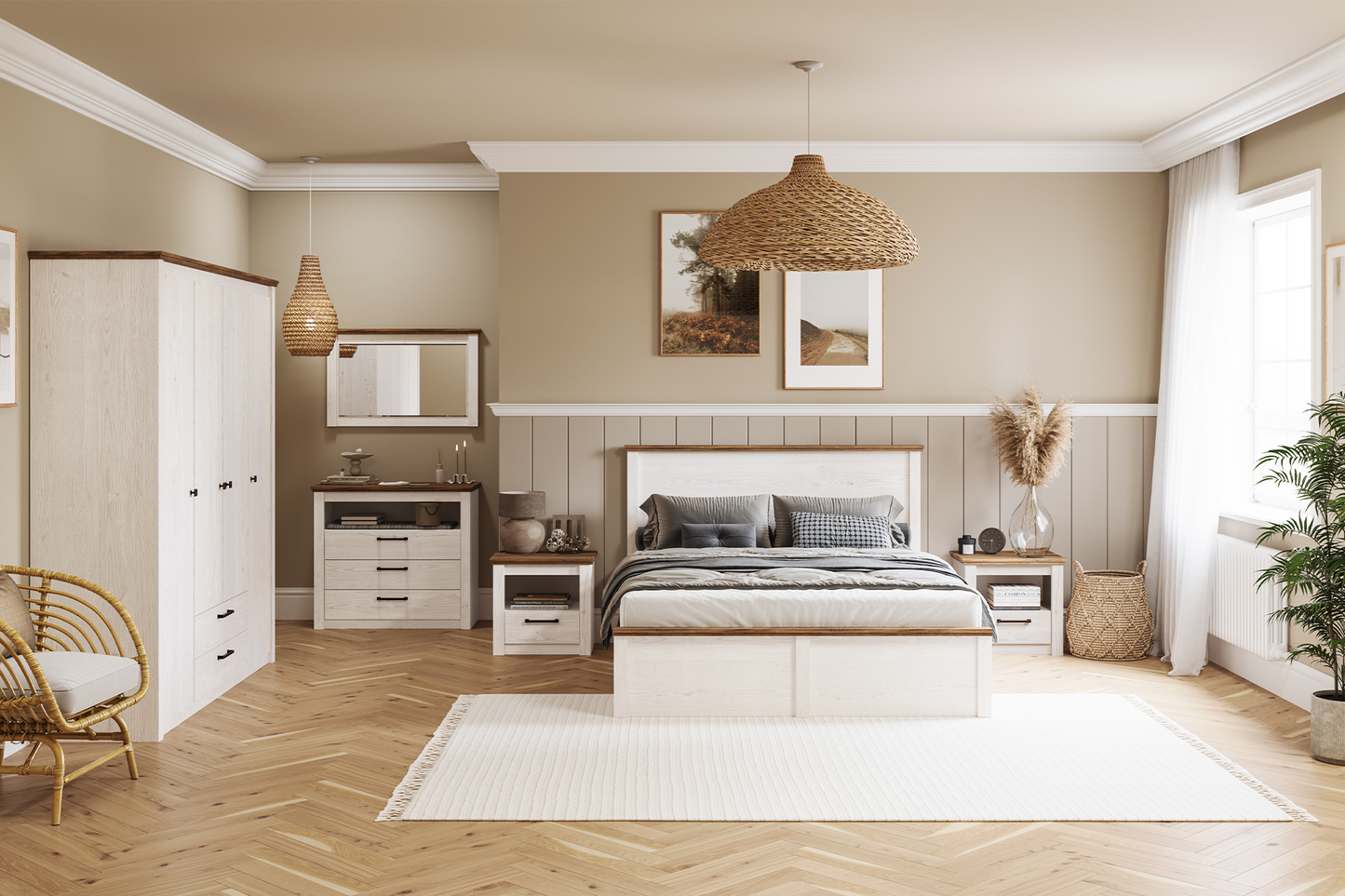 Dormitor Sereno cu șifonier 4 uși cu sertare L195 - Main Image