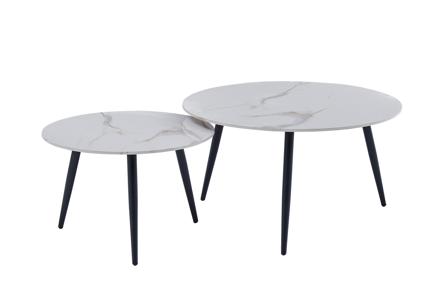 Set 2 măsuțe de cafea Double Coffee ceramic D80/D60 - Gallery Image 1