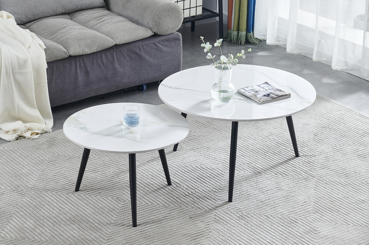 Set 2 măsuțe de cafea Double Coffee ceramic D80/D60 - Gallery Image 2