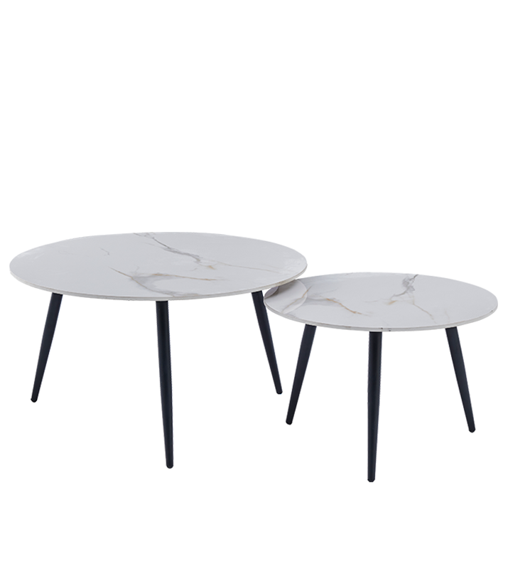 Set 2 măsuțe de cafea Double Coffee ceramic D80/D60 - Main Image