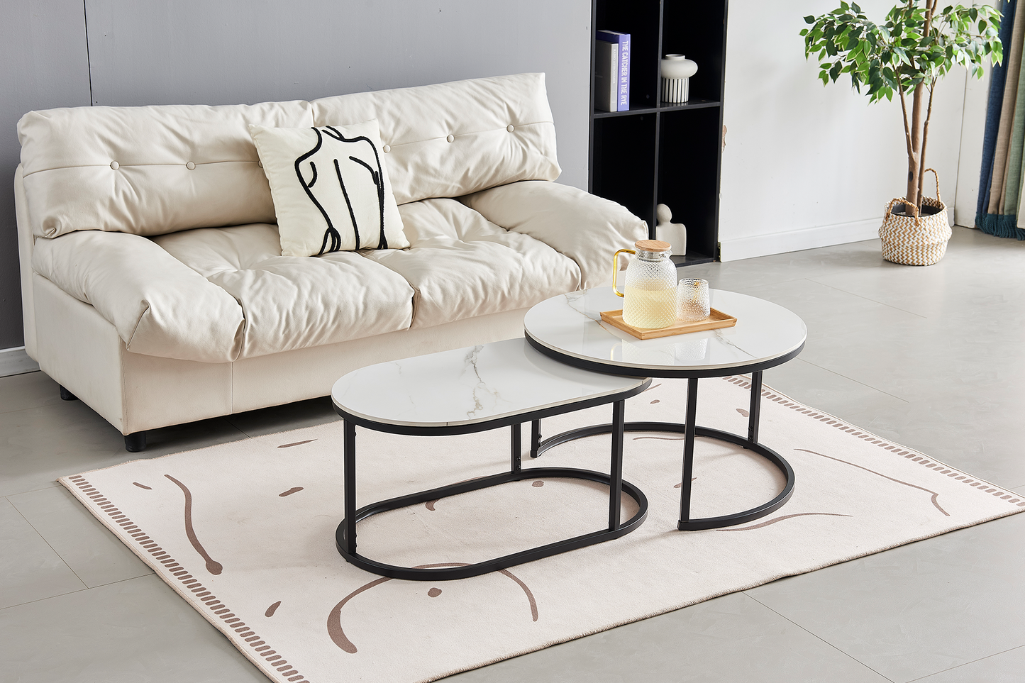 Set 2 măsuțe de cafea Duet ceramic D80/D70 - Gallery Image 3