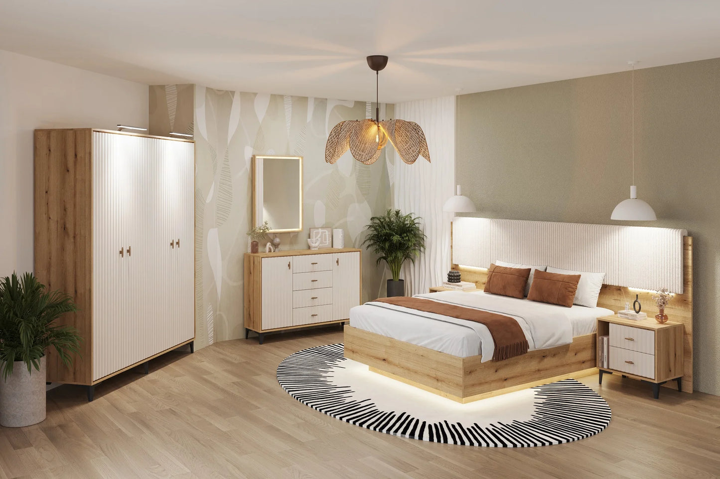 Dormitor Elegance cu șifonier 4 uși L183