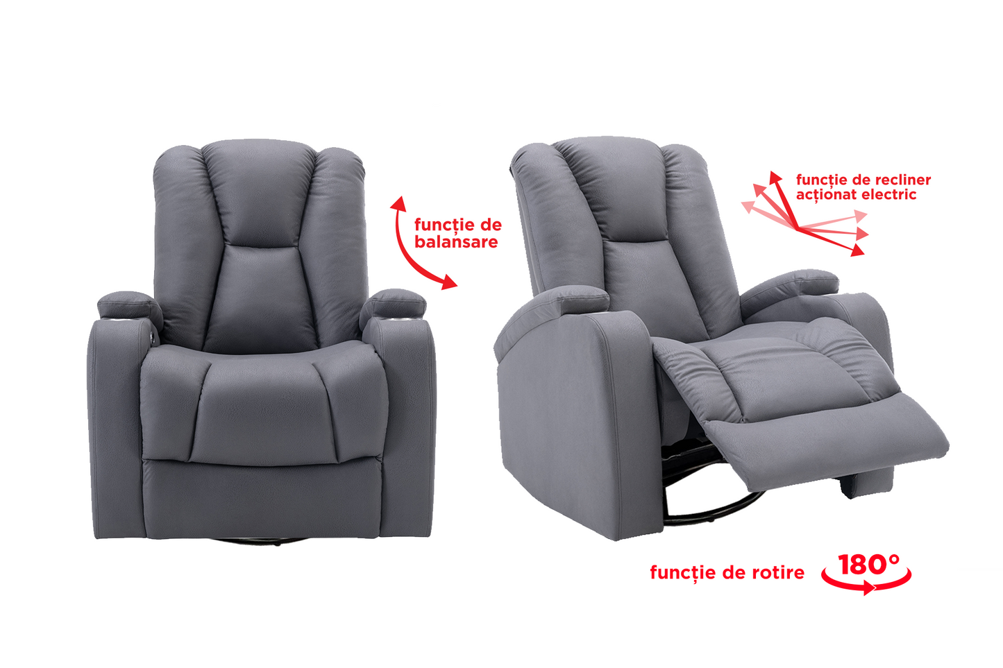Fotoliu cu recliner electric Regal Grey (balansoar, rotativ) - Gallery Image 1