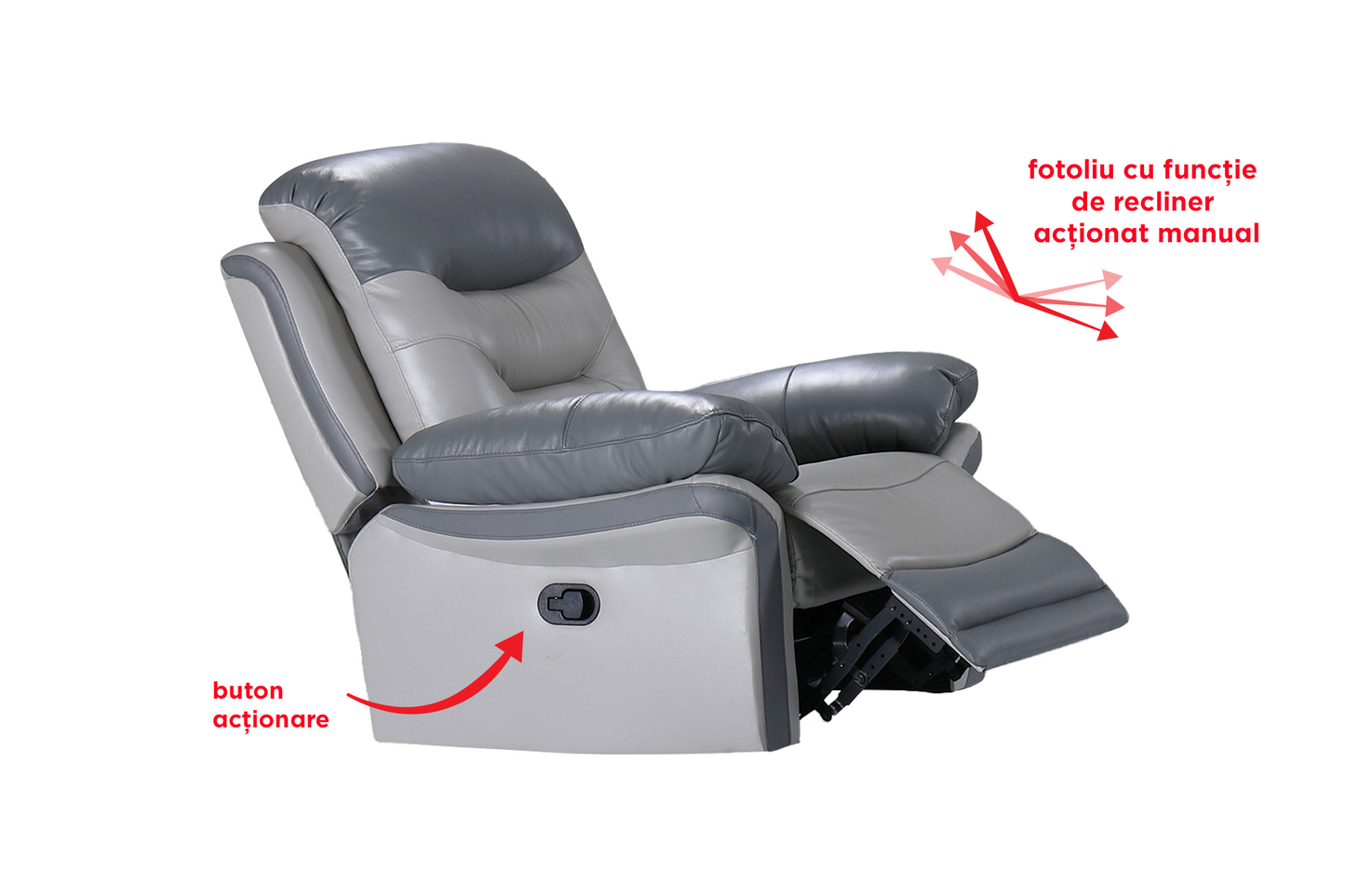 Fotoliu cu recliner Macao gri - Gallery Image 3