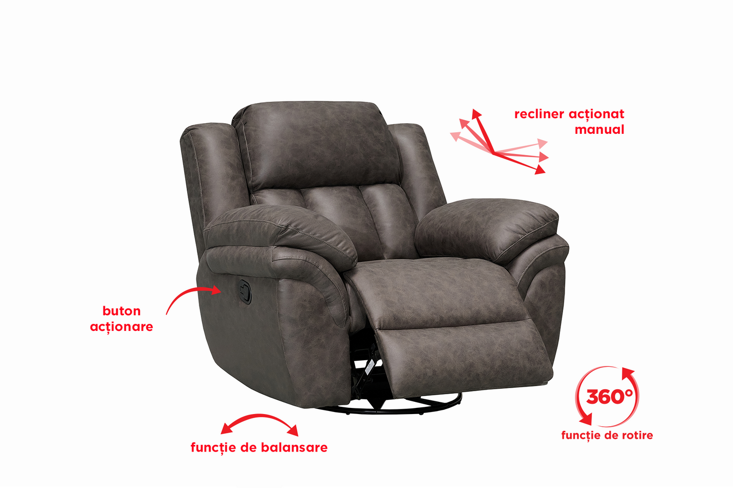 Fotoliu cu recliner Noblesse (balansoar, rotativ) - Gallery Image 4