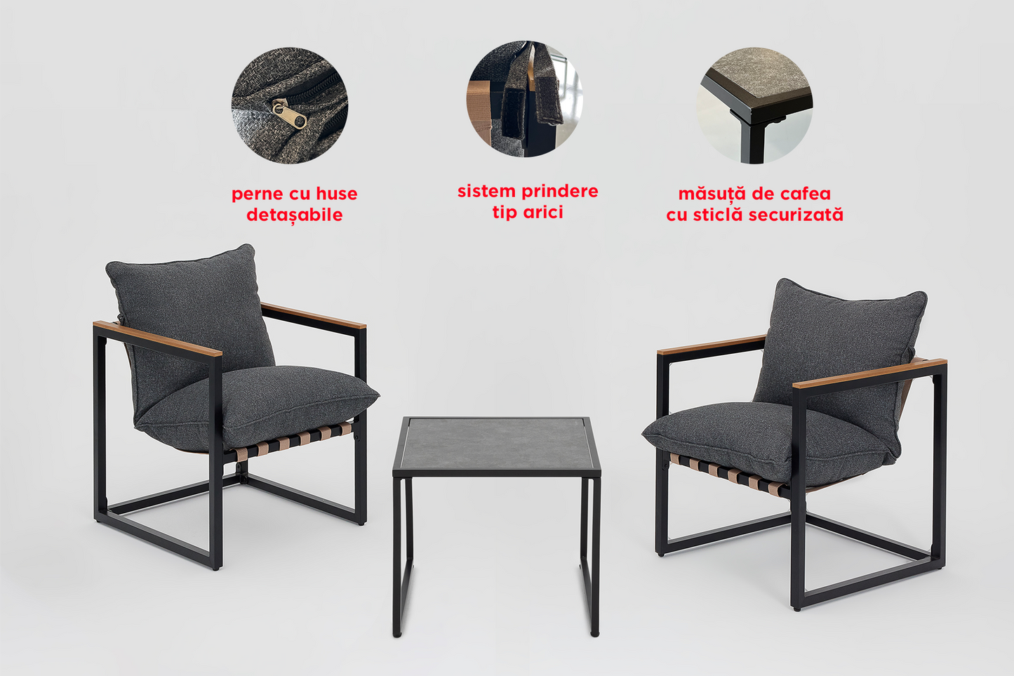 Set mobilier grădină/terasă IBIZA 3 piese - Gallery Image 2