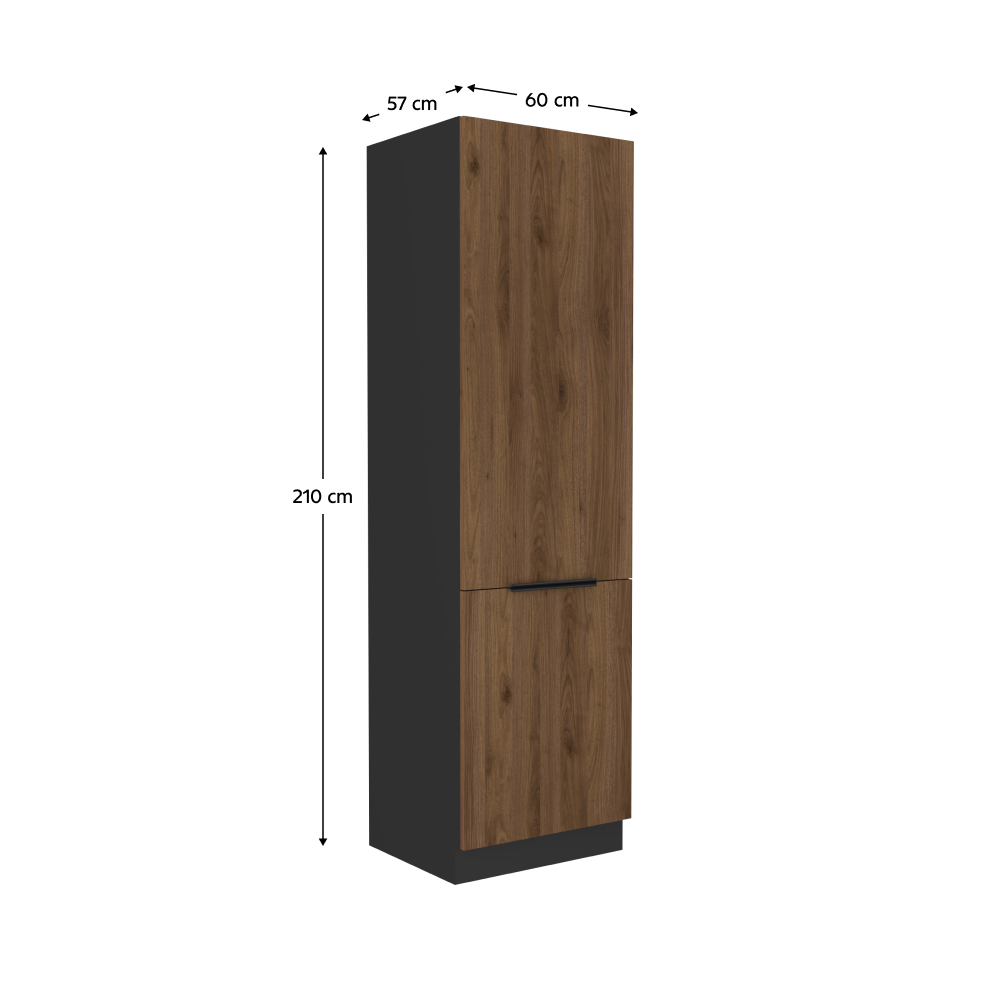 Dulap înalt, nuc okapi/negru, MENZO 60 DK-210 2F