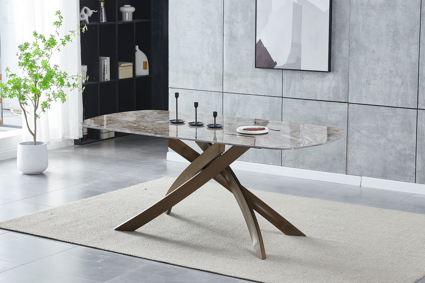 Masă Splendor brown ceramic L180 - Gallery Image 3