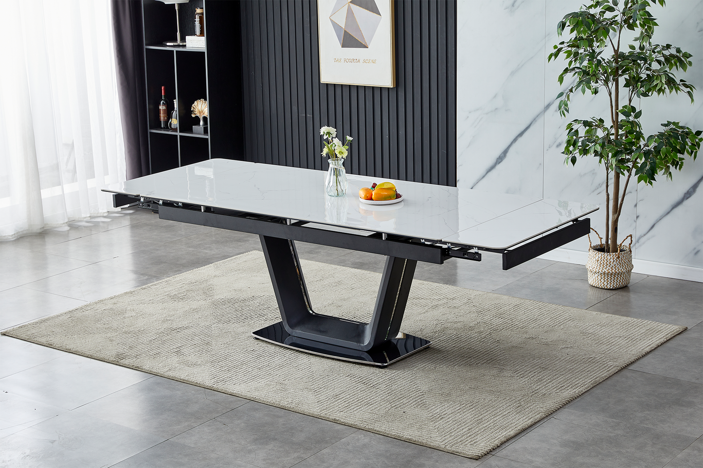 Masă extensibilă V-Wing white ceramic - Gallery Image 1