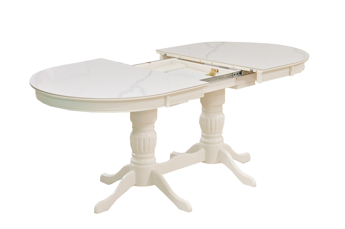 Set masa Angelica + scaun Fiona, blat masa: lemn  + granit, culoare: ivory white