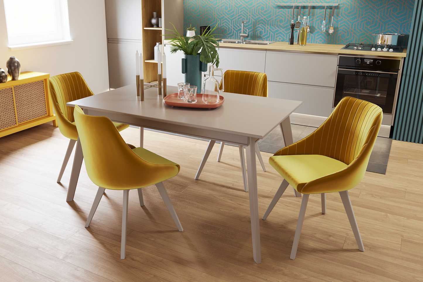 Masă mare City și 4 scaune City - Gallery Image 1