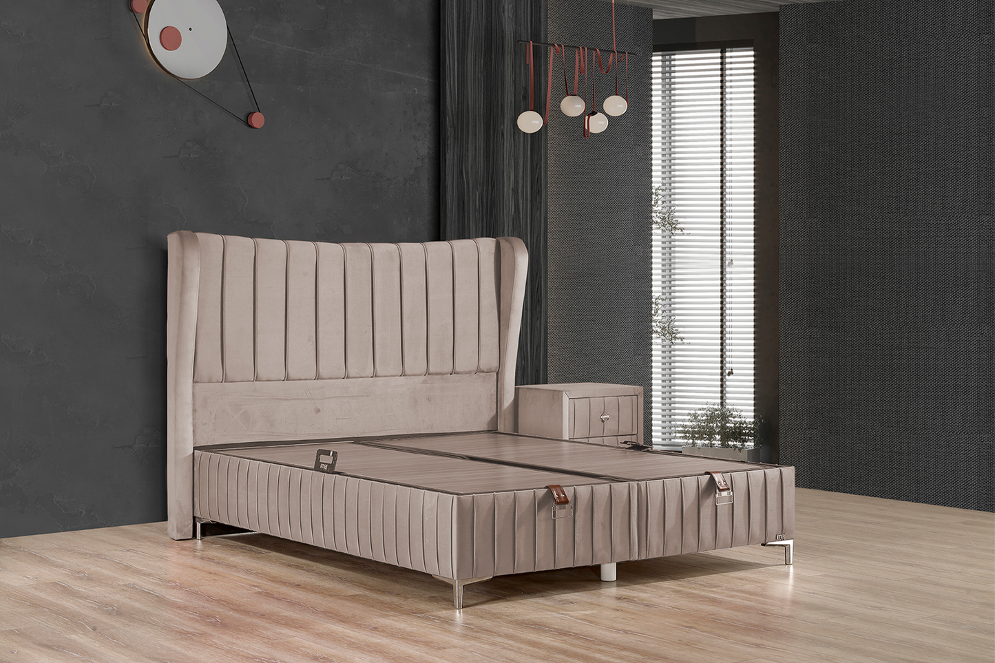 Pat Airfresh tapițat integral cu saltea inclusă - Gallery Image 2