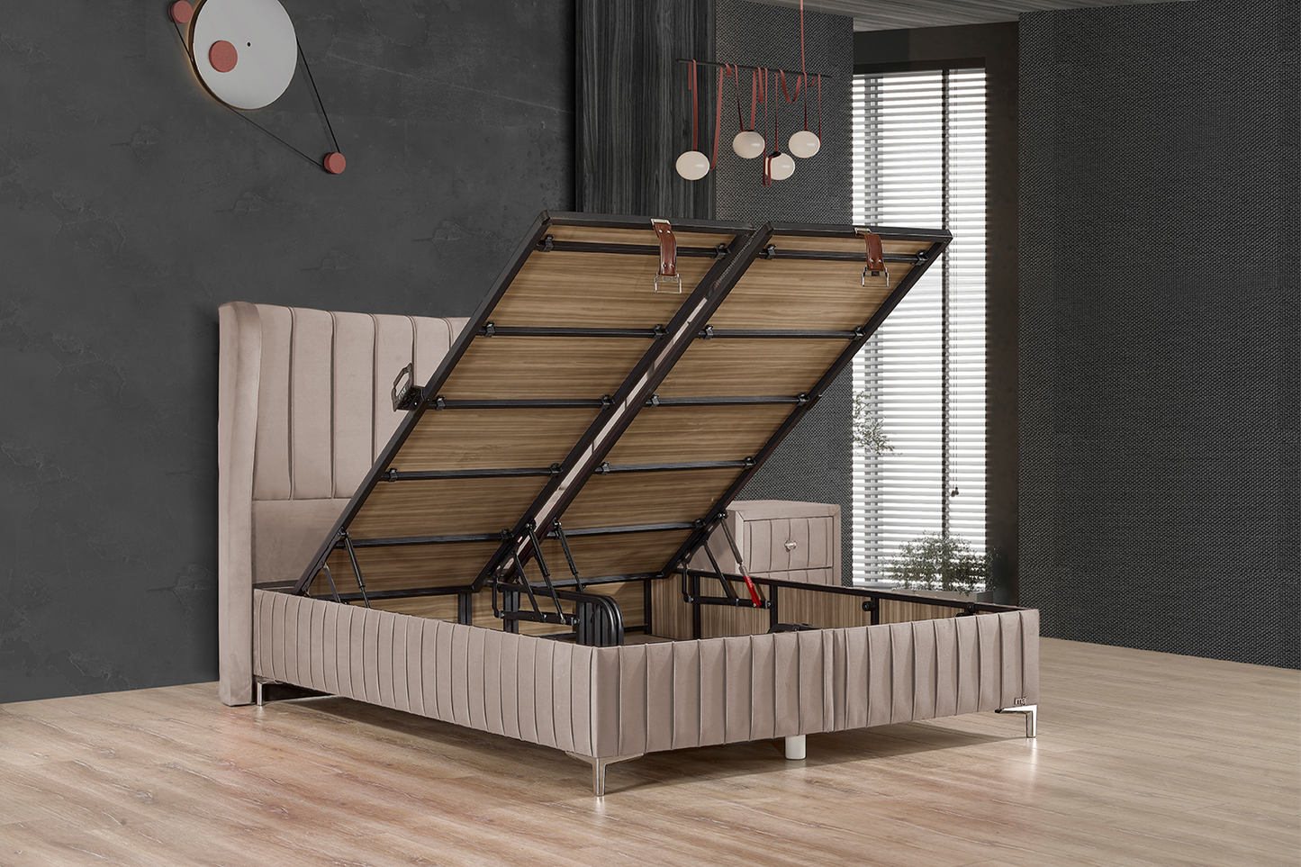 Pat Airfresh tapițat integral cu saltea inclusă - Gallery Image 3