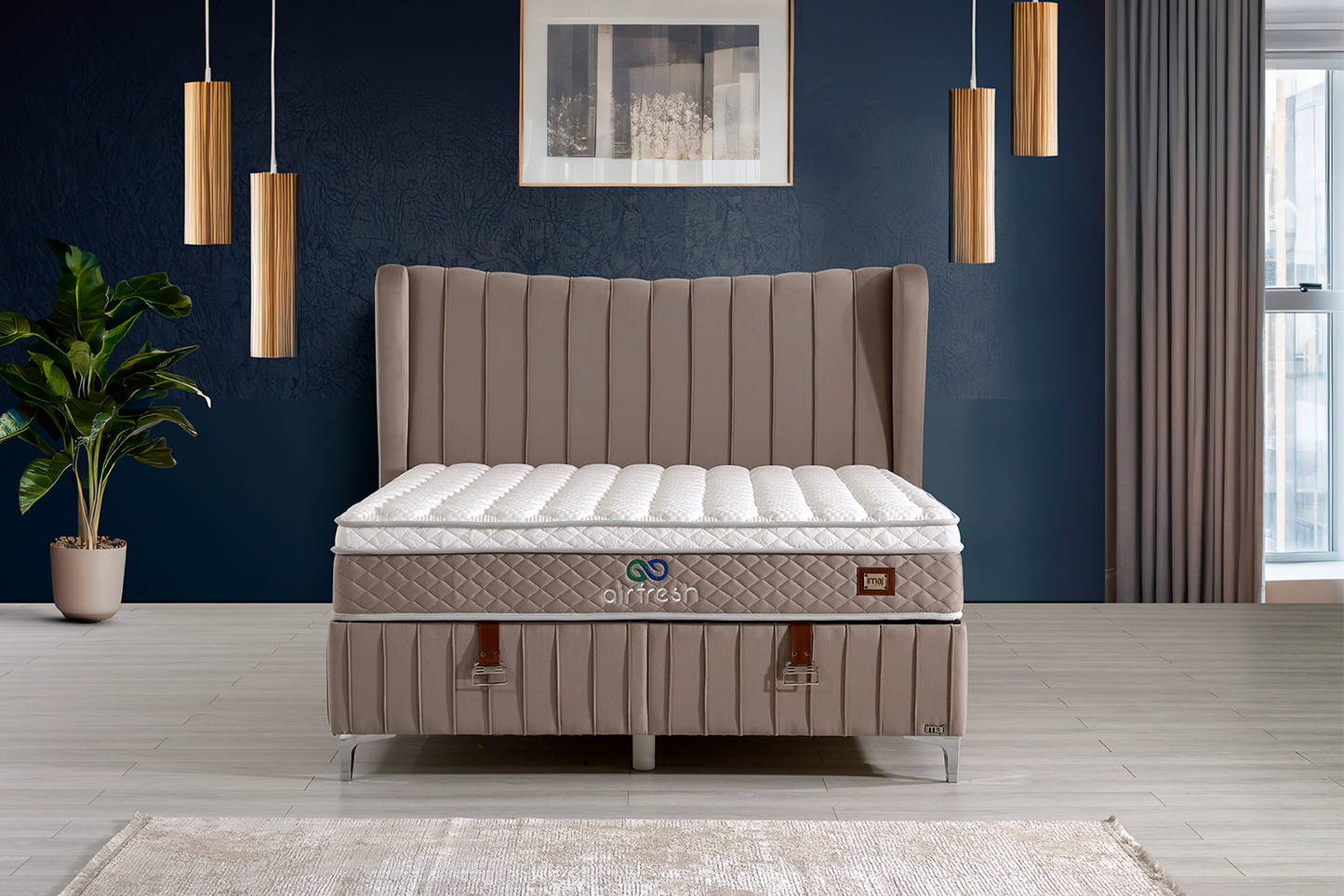 Pat Airfresh tapițat integral cu saltea inclusă - Gallery Image 7