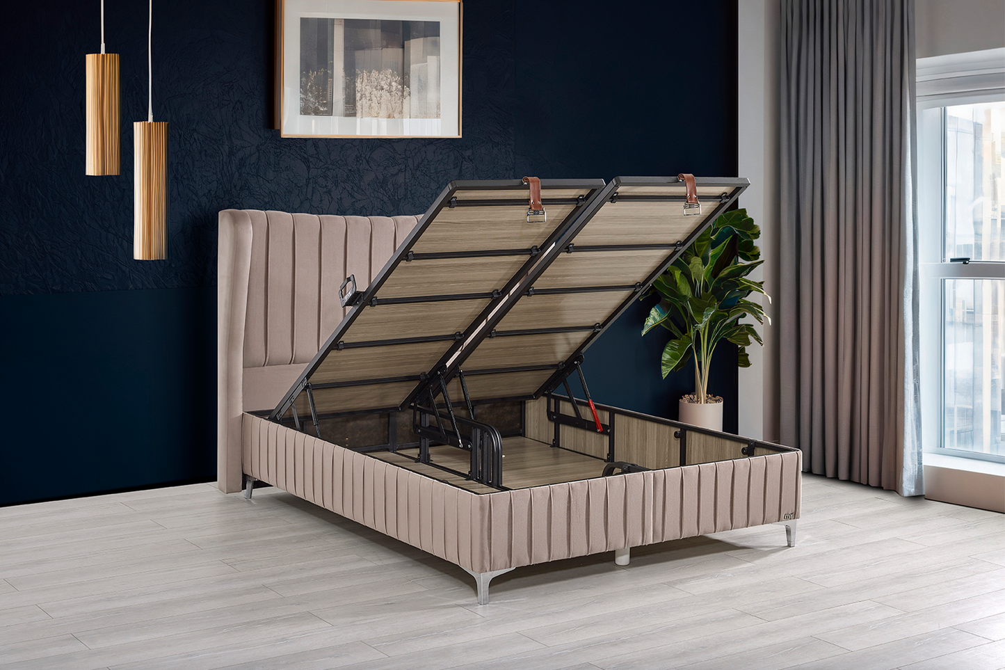 Pat Airfresh tapițat integral cu saltea inclusă - Gallery Image 5