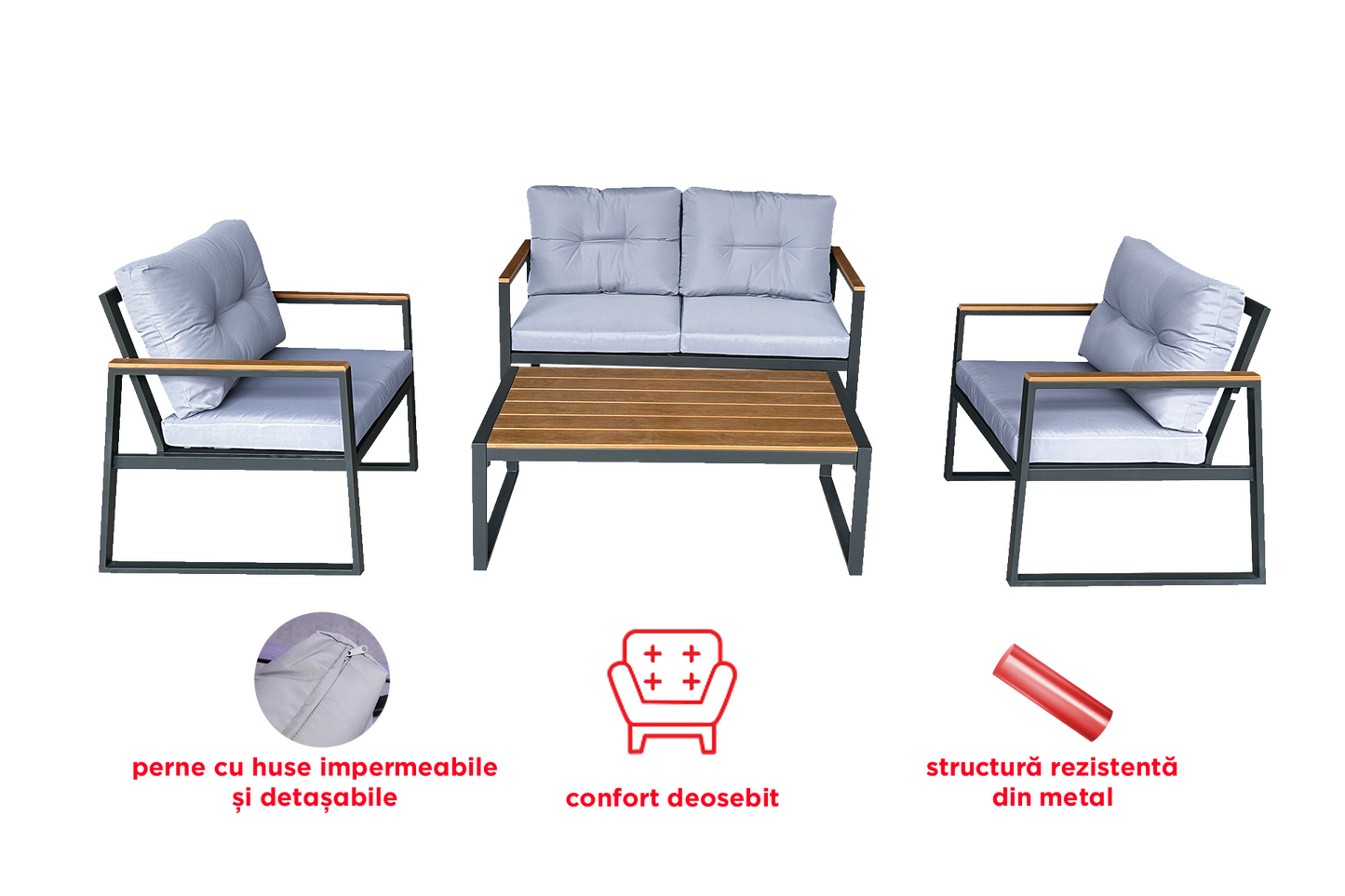 Set mobilier grădină/terasă VALENCIA 4 piese - Gallery Image 2