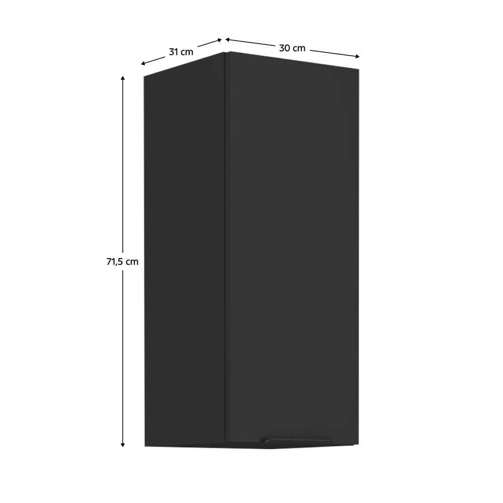 Dulap superior, negru, SIBER 30 G-72 1F