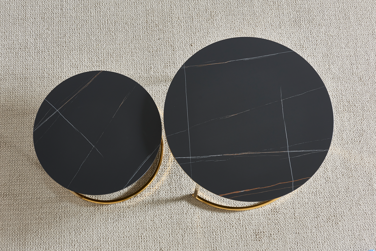 Set 2 măsuțe de cafea Twin gold ceramic D80/D60 - Gallery Image 3