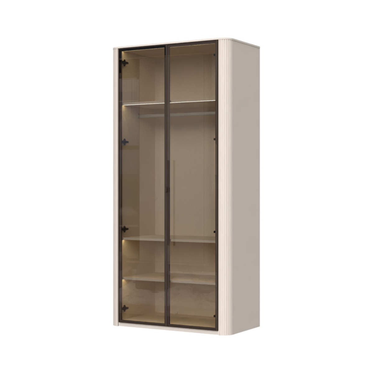 RONDO Dulap 2 usi din sticla cu rame din aluminiu P2-2AL/RO, 108 x 56 x 225 cm