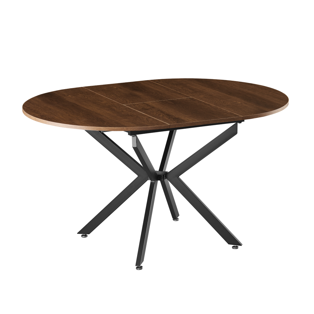 Masă extensibilă de dining, stejar închis/neagră, 100x100-140x75 cm, ABERO TIP 1
