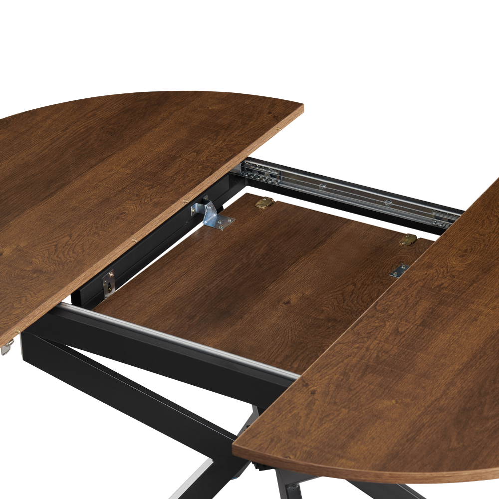 Masă extensibilă de dining, stejar închis/neagră, 100x100-140x75 cm, ABERO TIP 1