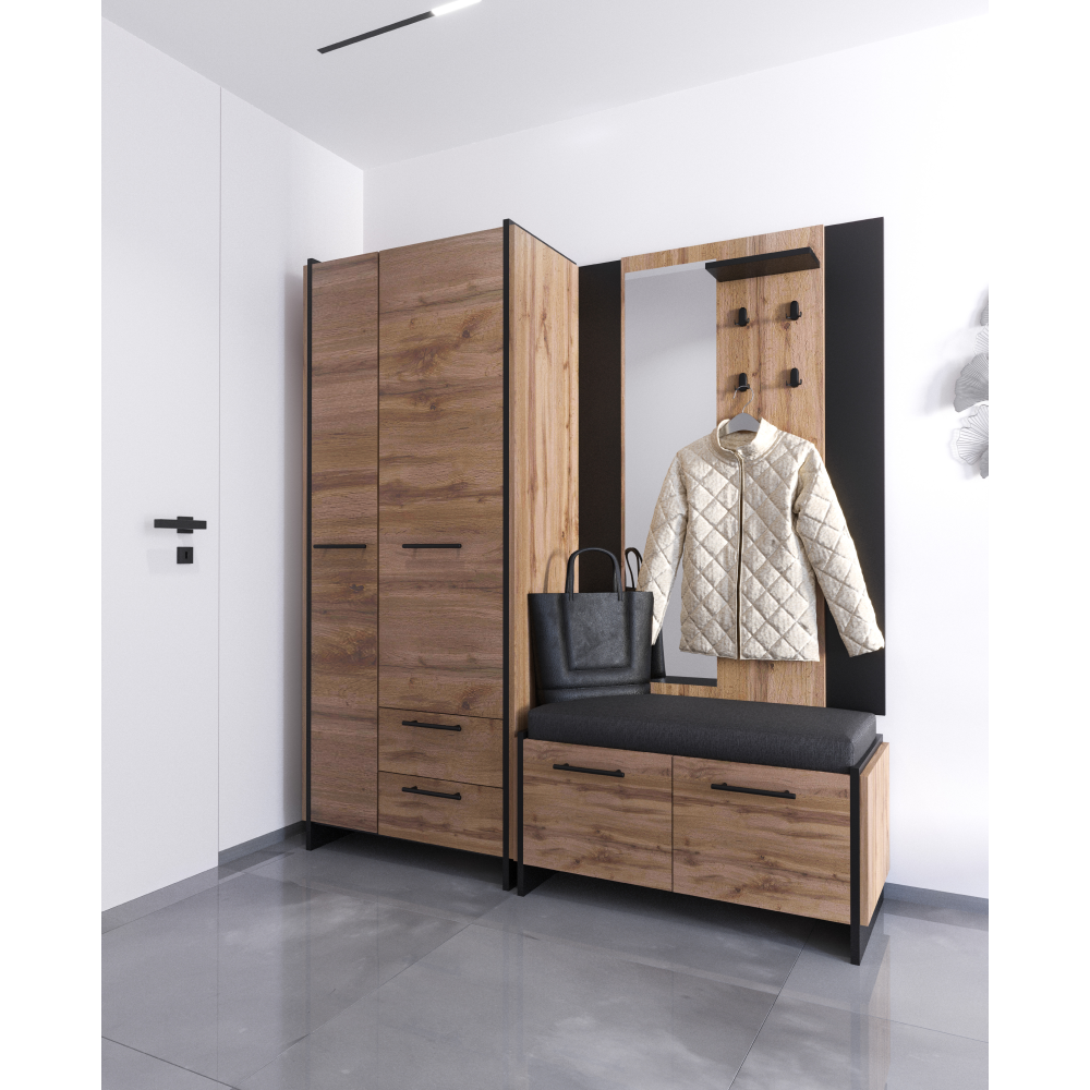 Pantofar, stejar wotan/negru, AMONI 2D