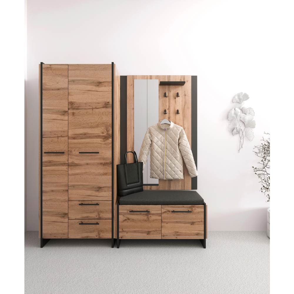 Pantofar, stejar wotan/negru, AMONI 2D