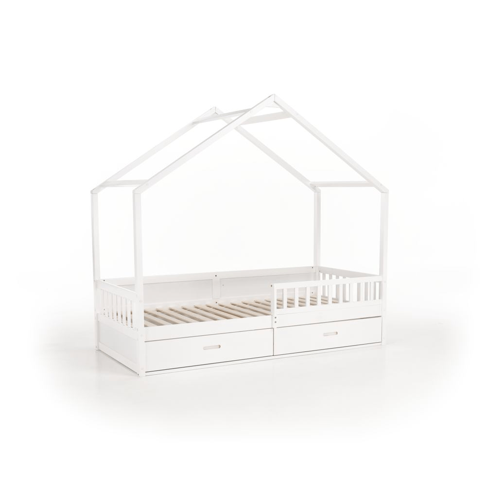 Pat Montessori, 90x200, alb, masiv, BIANKA