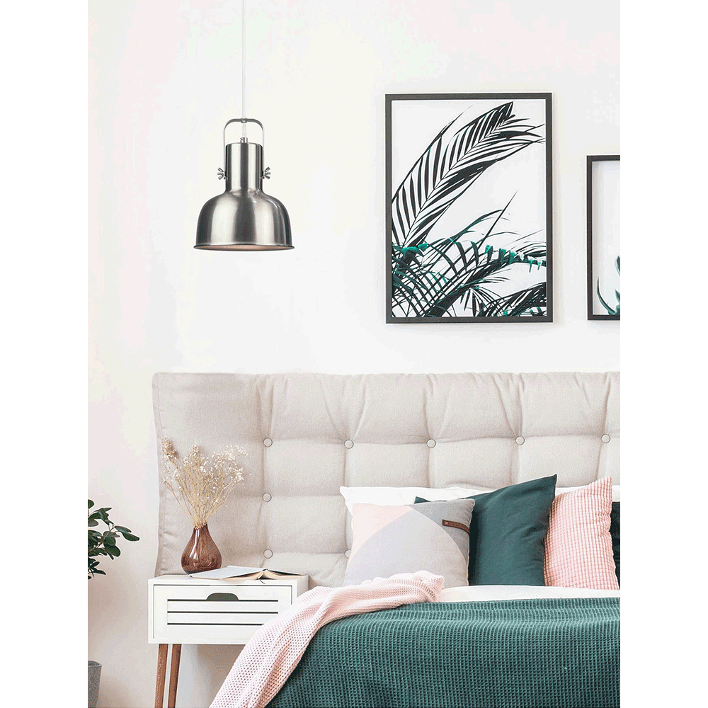 Lampă suspendată în stil retro, metal, nichel mat, AVIER TIP 3