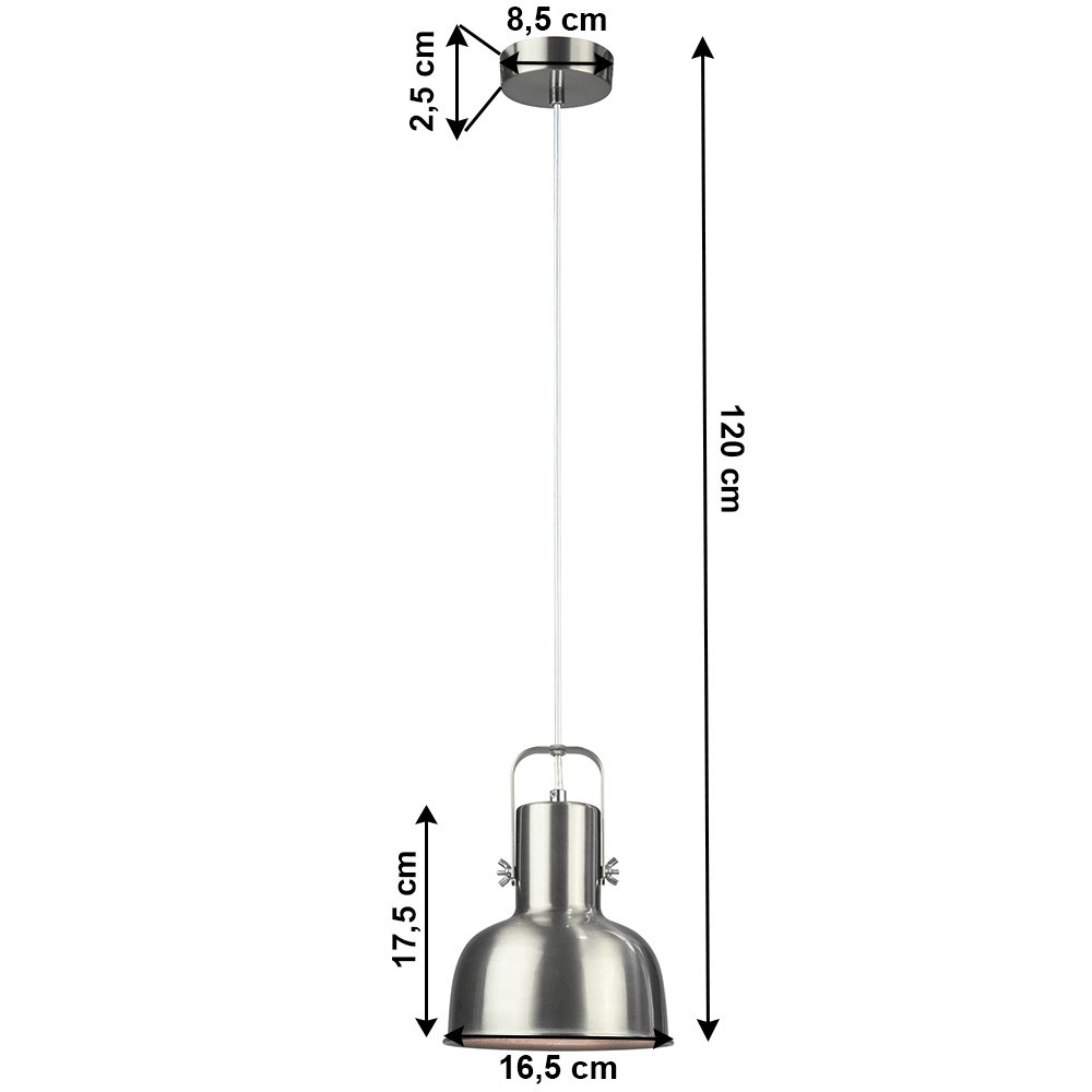 Lampă suspendată în stil retro, metal, nichel mat, AVIER TIP 3