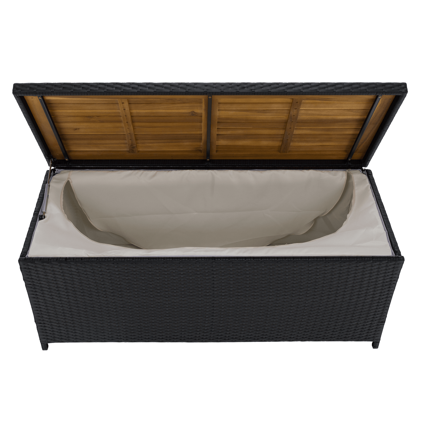 Cutie/bancă de depozitare pentru grădină, negru/natural/crem, BEMUS